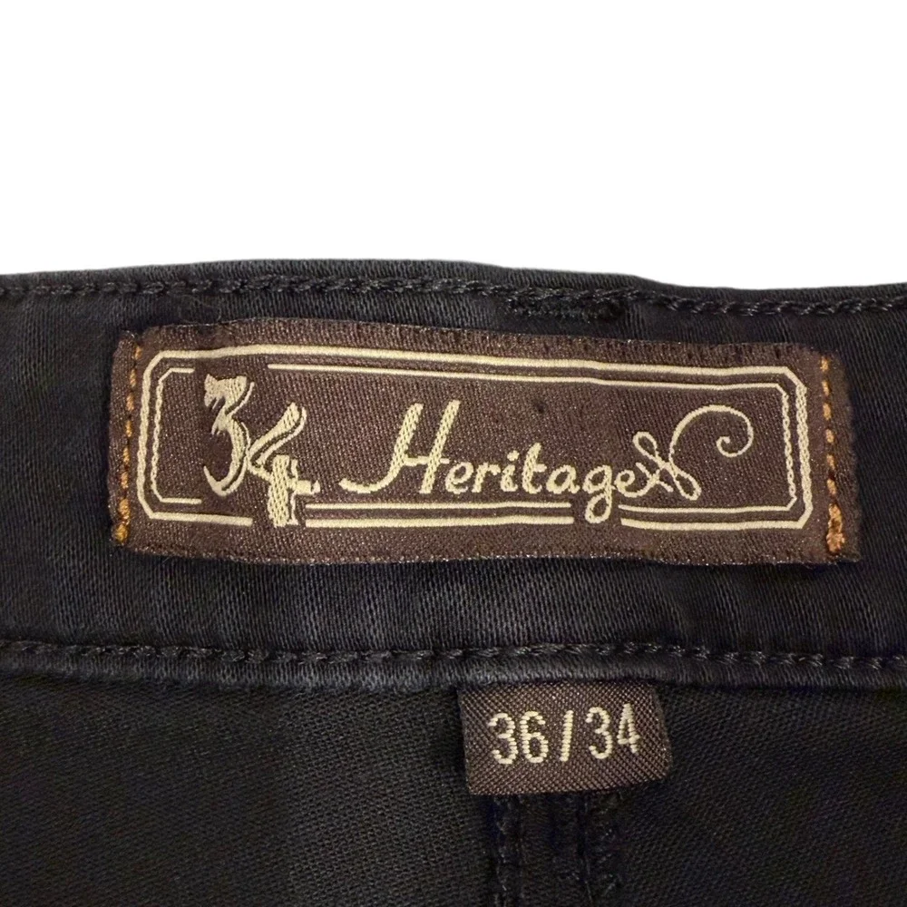 34 Heritage Courage Straight Leg Pants Mens 36x34 Black Twill Chino Jeans